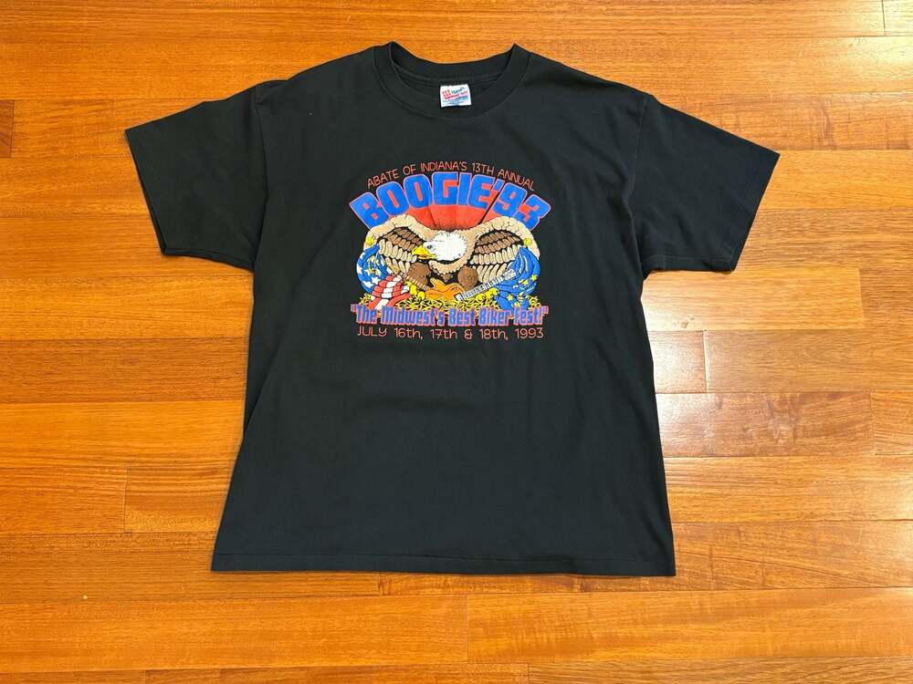 Vintage 1993 ABATE of Indiana Boogie 13th Annual Biker Fest T-Shirt XL